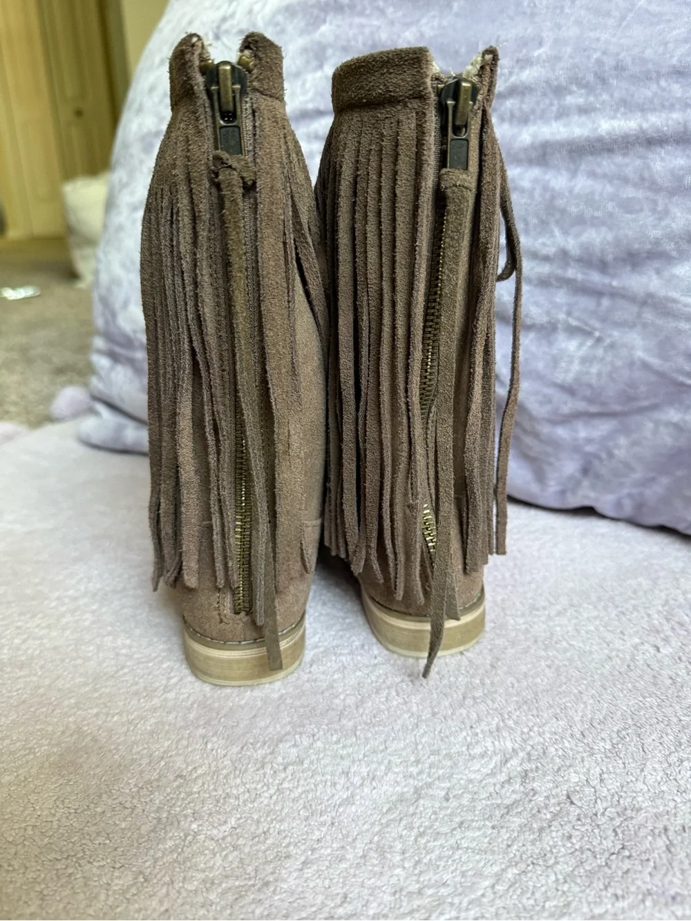 Joyfolie Kids Brown Suede Fringe Boots